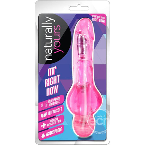 Naturally Yours Mr. Right Now Vibrating Dildo 6.5in - Pink