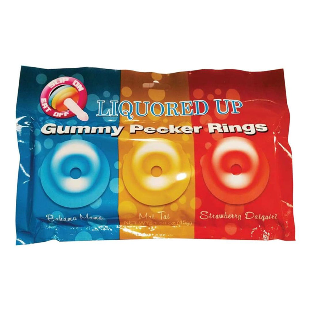 Liquored Up Gummy Pecker Rings Assorted Colors Assorted Flavors