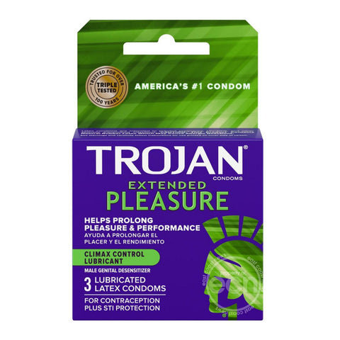 Trojan Extended Pleasure Premium Latex Condoms 3 Pack