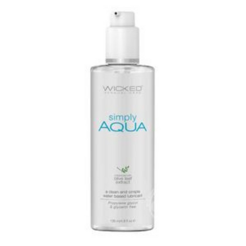 Wicked Simply Aqua Water Based Lubricant With Olive Leaf Extract 4oz