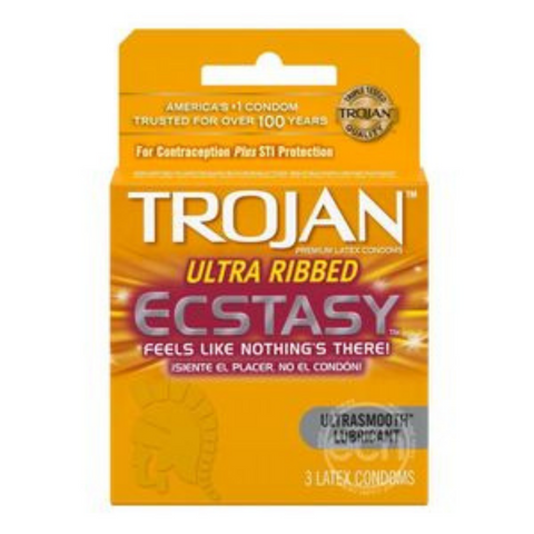 Trojan Condom Stimulations Ecstasy Lubricated 3 Pack